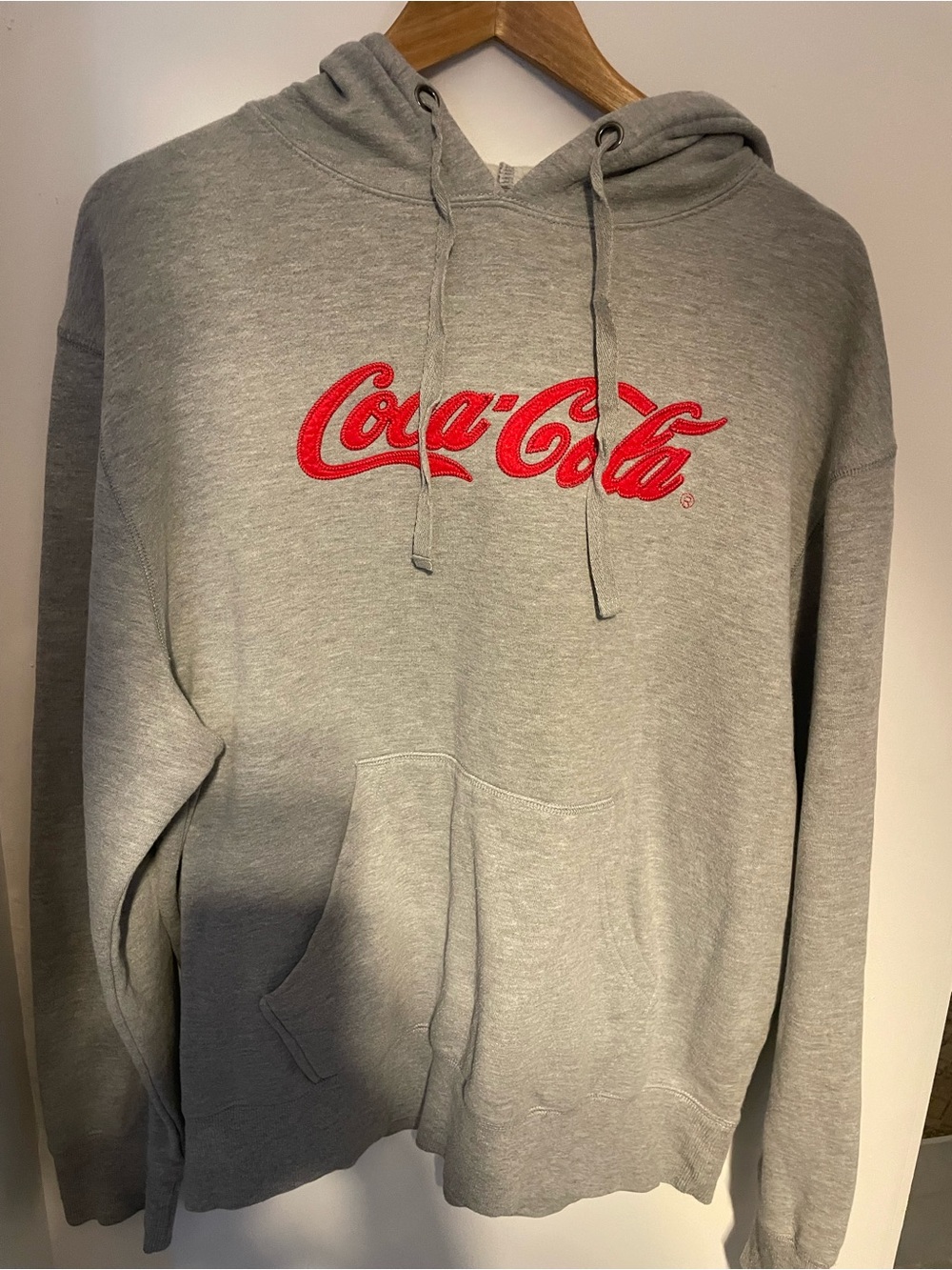 Coca Cola Light Gray Pullover Hoodie with Red Logo